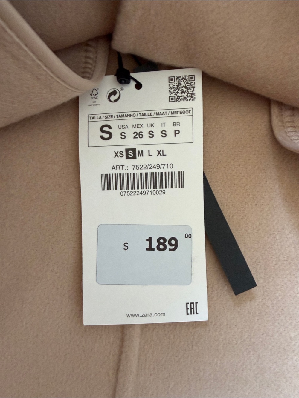 Zara Cream Cape Coat with Faux Fur Collar - Picture 3 of 3